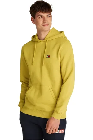 Tommy Hilfiger Sweatshirts & Hoodies, Heren, Geel, L, Katoen, Gele Logo Hoodie Katoenen Sweatshirt