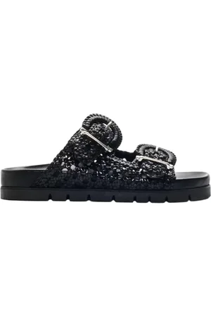 Pon´s quintana Schoenen, Dames, Zwart, 40 EU, Leer, Zwarte Caiman Damesandaal Handgemaakt Leer