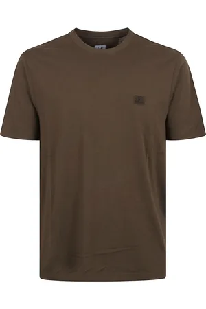 C.P. Company Tops, Heren, Groen, S, Logo Patch Jersey T-Shirt