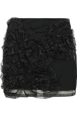 Des Phemmes Rokken, Dames, Zwart, M, Tule, Tule Minirok met Pailletten en Kralen