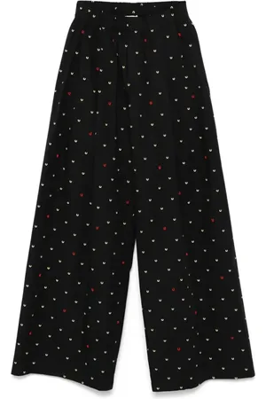 ALYSI Broeken, Dames, Zwart, 2Xs, Katoen, Gedrukte Poplin Gym Broek