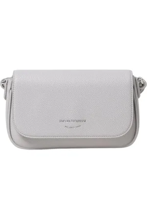 Emporio Armani Tassen, Dames, Grijs, ONE Size, Grijze leren crossbodytas