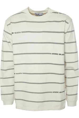 Stone Island Tops, Heren, Wit, L, Sweatshirt met Allover Logoprint
