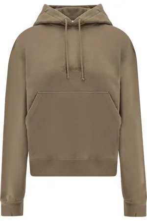 Saint Laurent Sweatshirts & Hoodies, Dames, Groen, XS, Katoen, Katoenen sweatshirt met logoborduursel