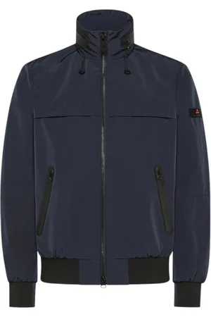 Peuterey Jassen, Heren, Blauw, M, Blauwe Bomberjack met Afneembare Capuchon