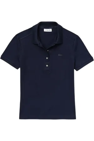 Lacoste Tops, Dames, Blauw, M, Katoen, Blauwe Polo Shirt met Geborduurde Krokodil