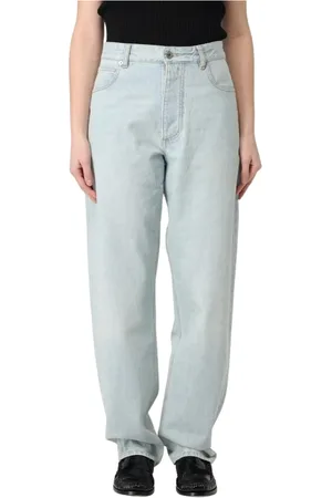 Bottega Veneta Jeans, Dames, Blauw, XS, Katoen, Stone-Washed Relaxed Fit Jeans