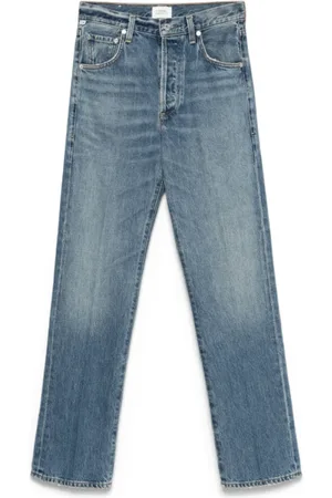 Citizens of Humanity Jeans, Dames, Blauw, W28, Katoen, Indigo Blauwe Knoopsluiting Jeans