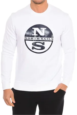 North Sails Sweatshirts & Hoodies, Heren, Wit, XL, Nylon, Geribbelde Ronde Hals Sweater