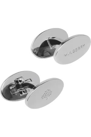 MULBERRY Accessoires, Heren, Grijs, ONE Size, Omkeerbare ovale manchetknopen