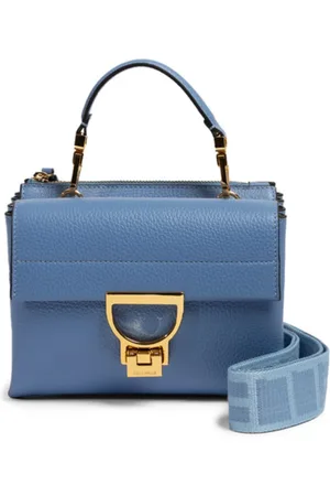 Coccinelle Tassen, Dames, Blauw, ONE Size, Leer, Blauwe Leren Signature Kleine Tas