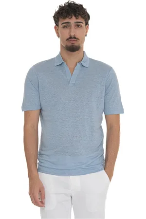 Gran Sasso Tops, Heren, Blauw, 4Xl, Linnen, Lichte Linnen Polo Shirt met Ventilatie