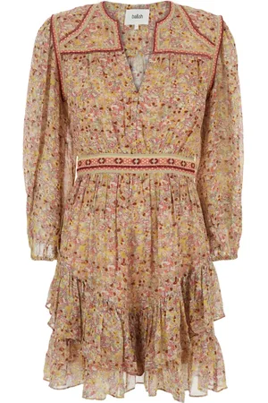 Bash Kleedjes, Dames, Veelkleurig, S, V-hals Jurk met Borduursels