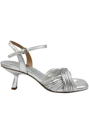 Ash Schoenen, Dames, Grijs, 40 EU, Leer, Zilveren gelamineerde leren sandaal