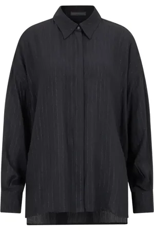 Drykorn Blouses & Shirts, Dames, Zwart, M, Oversized Blouse met Plooien