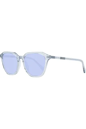 GANT Accessoires, Dames, Grijs, ONE Size, Grijze Vrouwen Rechthoekige Zonnebril Blauwe Lenzen