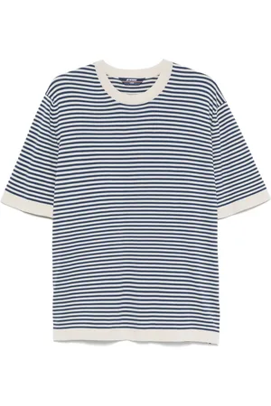 K-Way Tops, Heren, Blauw, XL, Katoen, Blauw en wit T-shirt en polo