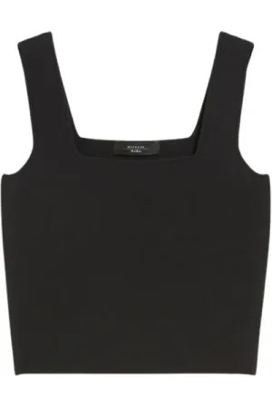 Max Mara Tops, Dames, Zwart, S, Zwart Jacquard Crop Top