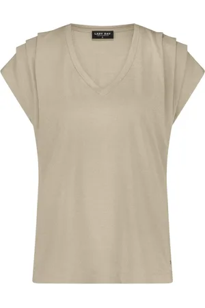 Lady Day Tops, Dames, , XS, Elegante V-hals Mouwloze Top met Plooitjes