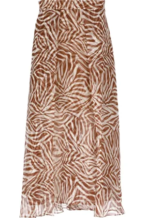 Brunello Cucinelli Rokken, Dames, Bruin, S, Zijden rok met contrasterend kleurpatroon