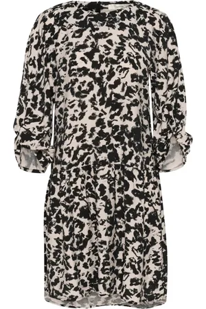 INWEAR Kleedjes, Dames, Veelkleurig, XS, Artistic Shadow Black Korte Jurk