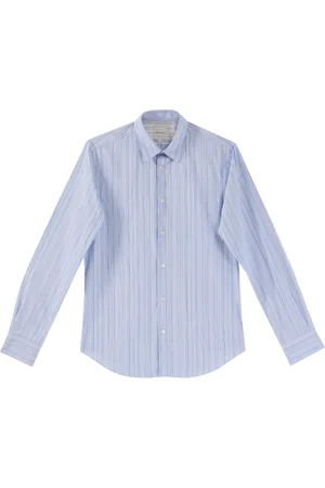 Paul Smith Overhemden, Heren, Blauw, L, Katoen, Slim Fit Multistripe Overhemd met Lange Mouwen