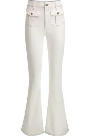 Guess Broeken, Dames, Wit, W30, Katoen, Stijlvolle wijde pijpen