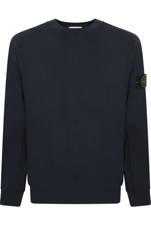 Stone Island Truien, Heren, Blauw, L, Katoen, Donkerblauwe Slub Crew Neck Sweatshirt