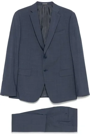 Emporio Armani Pakken, Heren, Blauw, XL, Wol, Klassiek wollen pak met 2 knopen