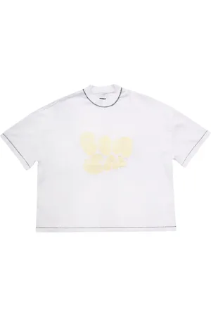 BONSAI Tops, Heren, Wit, M, Geborduurde Oversized T-shirt in Wit