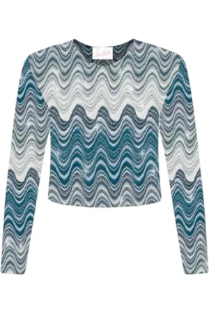 MC2 SAINT BARTH Blouses & Shirts, Dames, Blauw, S, Dames Sea Wave T-shirt