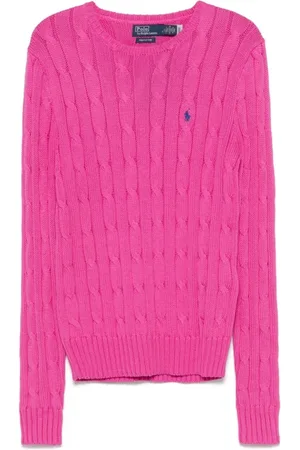 Ralph Lauren Truien, Dames, Roze, XL, Fuchsia Sweater met Crew Neck