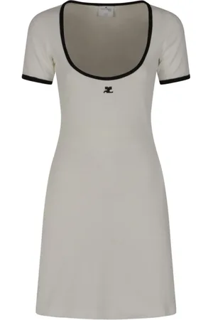 Courrèges Kleedjes, Dames, Wit, S, Katoen, Contrast Mini Jurk