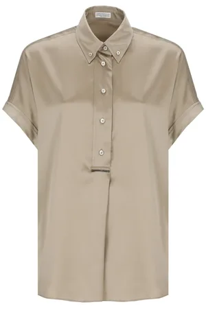 Brunello Cucinelli Blouses & Shirts, Dames, , M, Zijden Shirt met Kraag