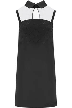 Elisabetta Franchi Kleedjes, Dames, Zwart, S, Polyester, Zwarte Strass Mini Jurk Duchess Stof