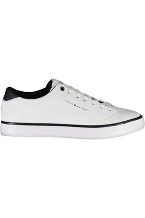 Tommy Hilfiger Schoenen, Heren, Wit, 45 EU, Leer, Heren Sportschoenen met Uniek Print