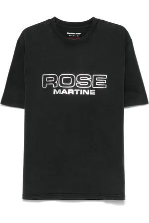 MARTINE ROSE Tops, Heren, Zwart, L, Zwart Crew Neck Korte Mouwen T-shirt