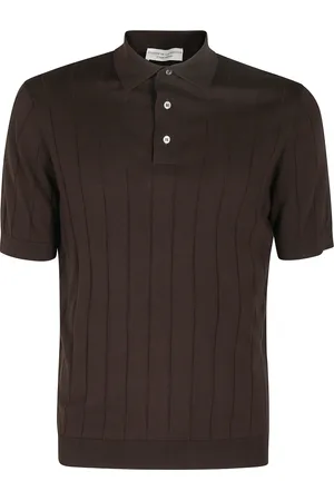 FILIPPO DE LAURENTIIS Tops, Heren, Bruin, XL, Gestreept Polo Shirt