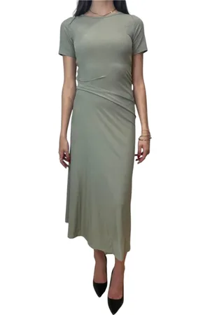 MARELLA Kleedjes, Dames, Groen, M, Groene Geribbelde Gebreide Jurk