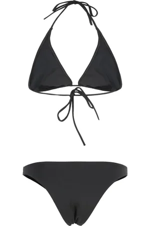 Lido Badkleding, Dames, Zwart, S, Leer, Driehoek Bh Bikini in Cinquantacinque Stijl