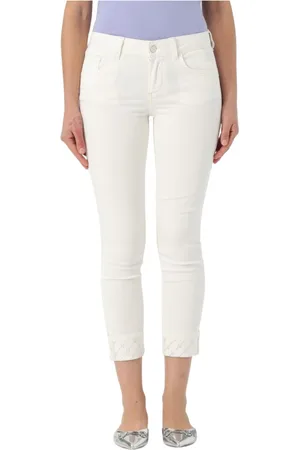 Liu Jo Jeans, Dames, Wit, W30, Logo Manchet Cropped Jeans