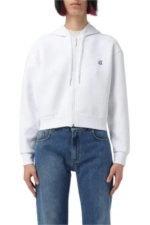 Armani Exchange Sweatshirts & Hoodies, Dames, Wit, M, Katoen, Witte Zip Up Hoodie Sweatshirt