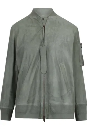 SALVATORE SANTORO Jassen, Dames, Groen, M, Suède, Suède Bomberjack met Geribbelde Details