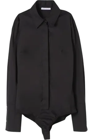 Patrizia Pepe Tops, Dames, Zwart, 2Xs, Katoen, Zwart Katoenen Bodysuit Shirt Set