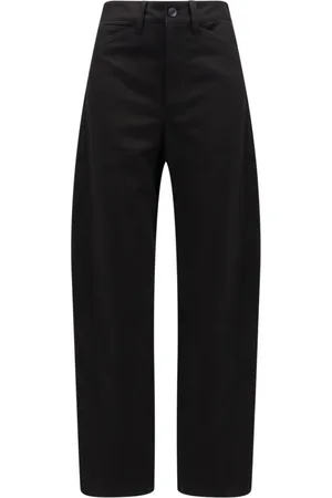 LEMAIRE Broeken, Dames, Zwart, L, Katoen, High Waist Twisted Katoenen Broek