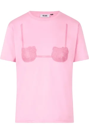GCDS Tops, Dames, Roze, S, Katoen, Boxy Hello Kitty Print T-Shirt