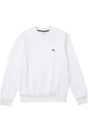 Lacoste Sweatshirts & Hoodies, Heren, Wit, 2Xl, Katoen, Witte Heren Sweatshirt met Geribbelde Zoom en Manchetten
