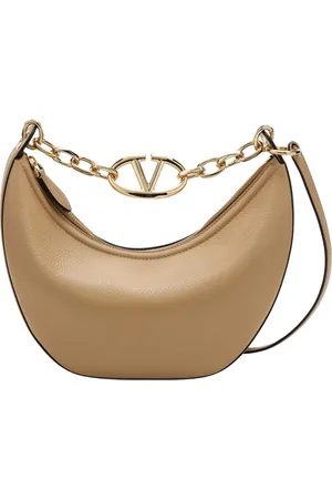 VALENTINO GARAVANI Tassen, Dames, Geel, ONE Size, Leer, Kleine Vlogo Moon Schoudertas