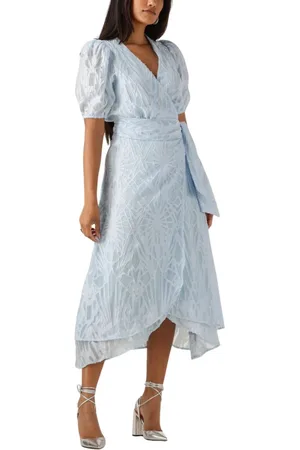 FREEBIRD Kleedjes, Dames, Blauw, XL, Denim, Blossom Layer Mini Jurk