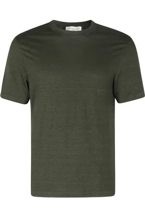FILIPPO DE LAURENTIIS Tops, Heren, Groen, 2Xl, Linnen, Linnen Stretch T-shirt